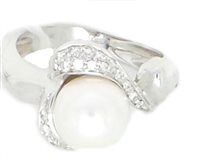 Anello Lorenza Gioielli Donna Perle in Oro Diamante 0.15 Ct AN11-13 - AN11-13